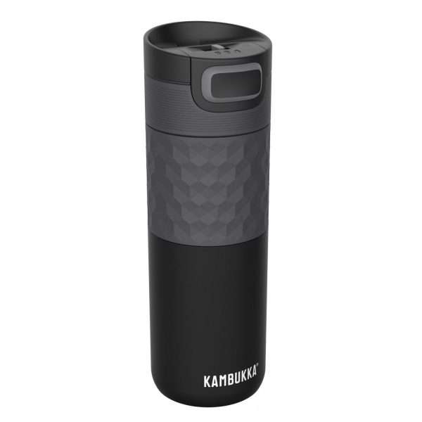 KAMBUKKA ETNA Grip, Stainless Steel Double Wall Thermo drinking bottle, BPA-free Black Steel