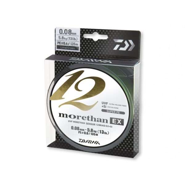 DAIWA MORETHAN 12 BRAID EX+SI, lime green, Round braided line 300m / 0.08mm / 5.8kg