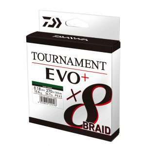 DAIWA Tournament x8 Braid EVO+, 135m, green, Braided Fishing Line 0.14mm / 10.2kg