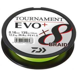 DAIWA Tournament x8 Braid EVO+, chartreuse, Braided fishing line 900m / 0.18mm / 15.8kg
