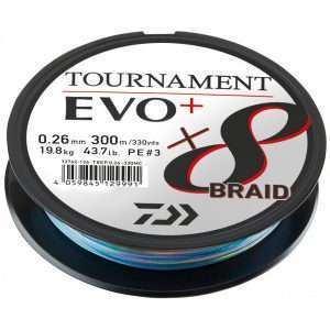 DAIWA Tournament x8 Braid EVO+, multicolor, Braided Fishing Line 3000m / 0.26mm / 19.8kg