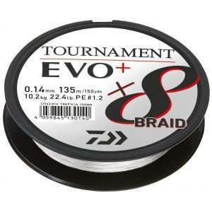 DAIWA Tournament x8 Braid EVO+, white, Braided Fishing Line 2700m / 0.12mm / 8.6kg