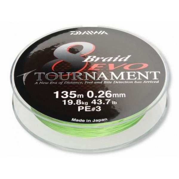 Daiwa Tournament 8 Braid Evo, chartreuse, 135m, 300m, 1000m - round braided line 0,45mm - 300m