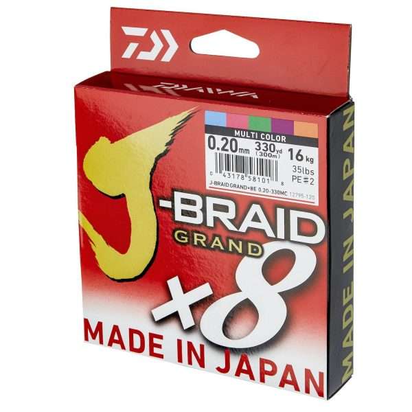 DAIWA J-Braid Grand X8, 3000m, multicolor, Braided Fishing Line 0.16mm / 10kg