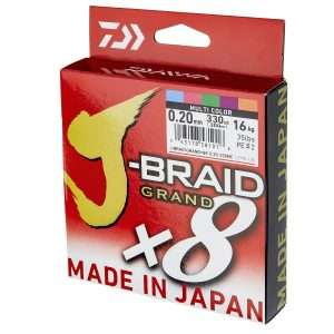 DAIWA J-Braid Grand X8, 3000m, multicolor, Braided Fishing Line 0.18mm / 12.5kg