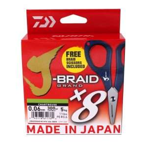 DAIWA J-Braid Grand X8, 135m, chartreuse, Braided Fishing Line, Promo Edition 0.18mm / 12.5kg