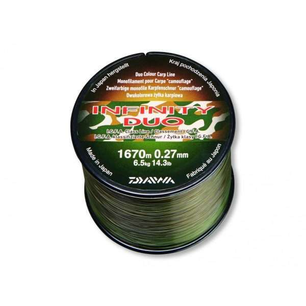 DAIWA Infinity Line Duo Camo, brown-green, Monofilament Carp Line 1670m / 0.27mm / 6.5kg