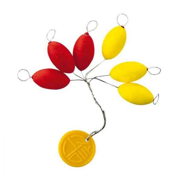 Cormoran Easy Use Floater, oval, yellow-red, 20x9mm, 4 pcs, line stopper