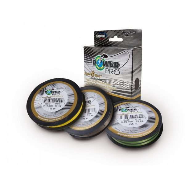 PowerPro Super 8 Slick 275m, yellow - round braided fishing line 0,23mm, 17kg / 37lbs