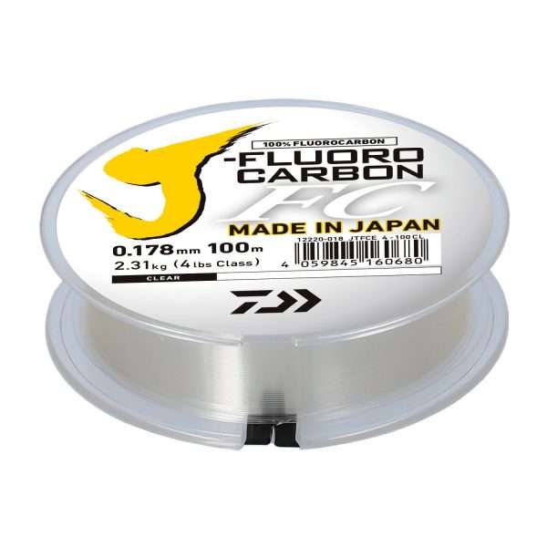 DAIWA J-Fluorocarbon Leader, transparent, Fluorocarbon Leader Line 100m / 0.18mm / 2.3kg / 5.07lbs