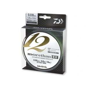 DAIWA MORETHAN 12 BRAID EX+SI, lime green, Round braided line 135m / 0.1mm / 7.3kg / 16lbs