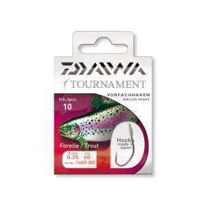 Daiwa Tournament Trout hook, mounted, HkSz..2-8, 10pcs., Snelled hook