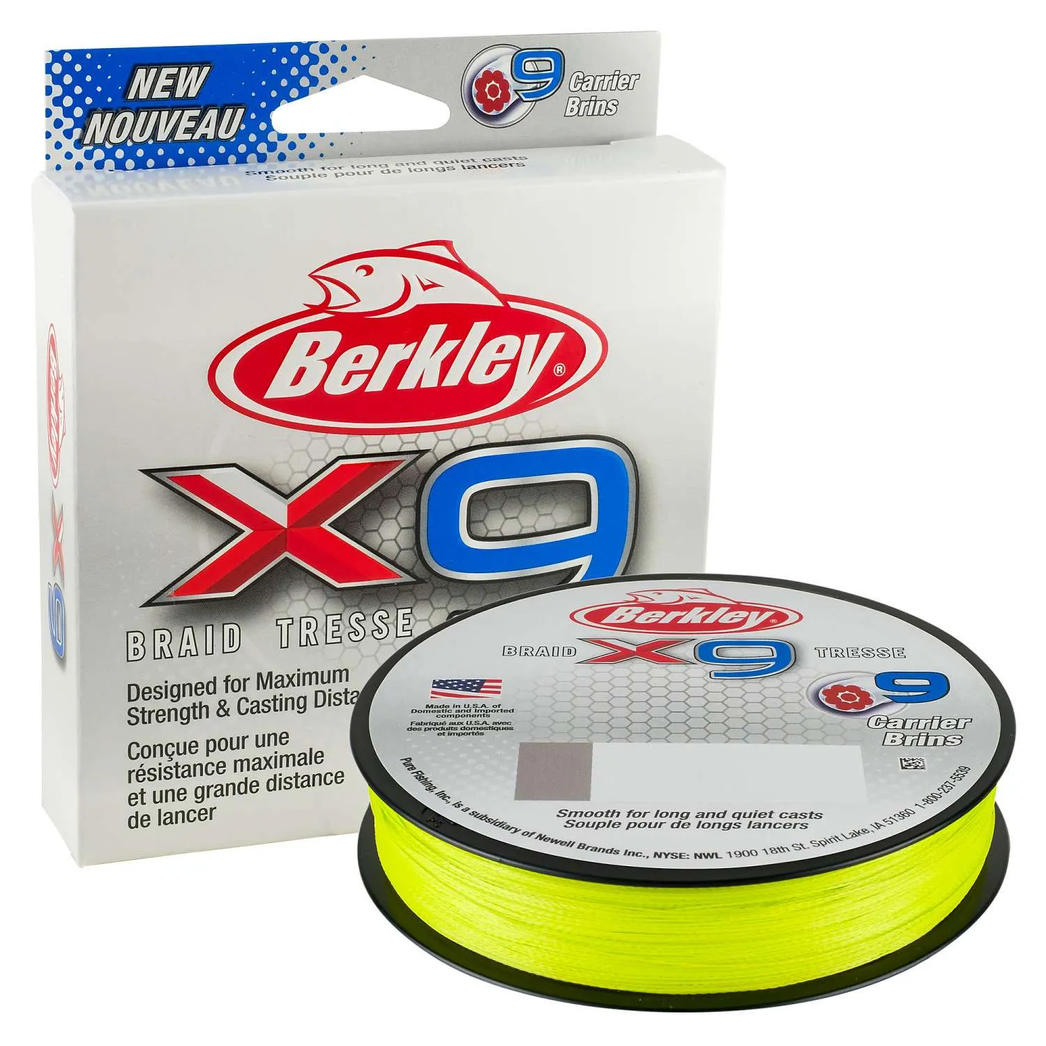 BERKLEY x9 Braid, 150m, 0,3mm, 31.5 – 69,45lbs, lime green, braided fishing line, 1486853