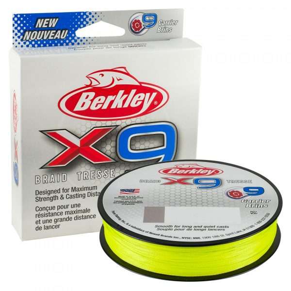 BERKLEY x9 Braid, 300m, 0,14mm, 14.2 - 31,31lbs, lime green, braided fishing line, 1486861