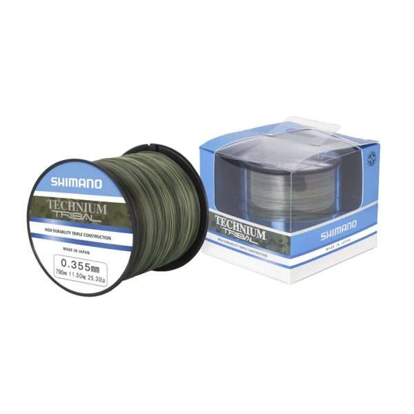SHIMANO Technium Tribal, camouflage-green, Monofilament Fishing Line 1100m / 0.3mm / 8.5kg / 18.74lbs